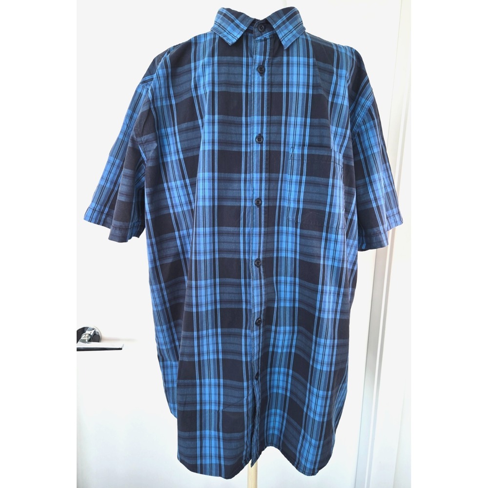Stormtech Performance Plaid Button Up Blu Short Sleeves Camp Shirt Preppy M's Sz
